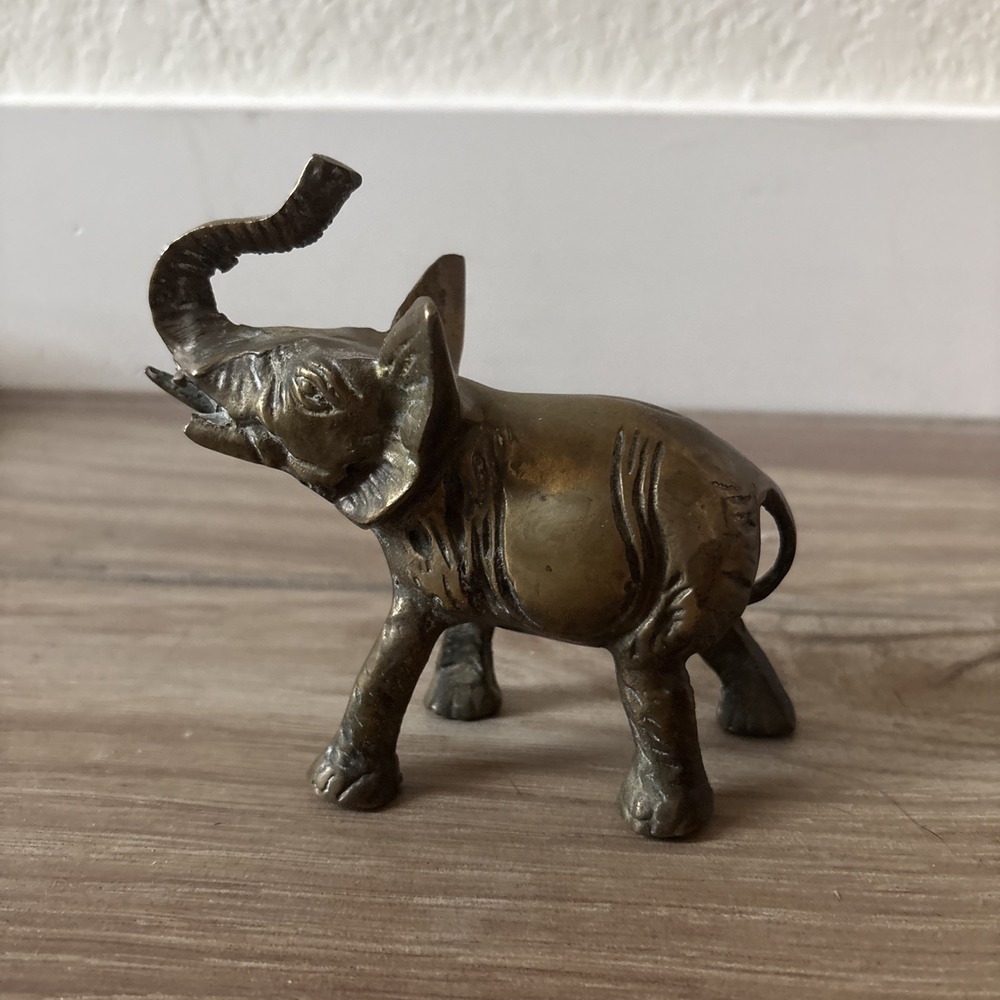 Vintage Solid Brass Baron Elephant 4.5" x 5" See Notes